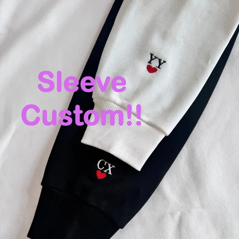 Couple Vintage Initial With Heart Embroidered Sweatshirt