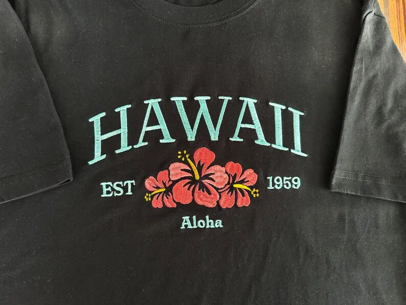 Hawaii Loha Vintage Embroidered T-Shirt EST 1959