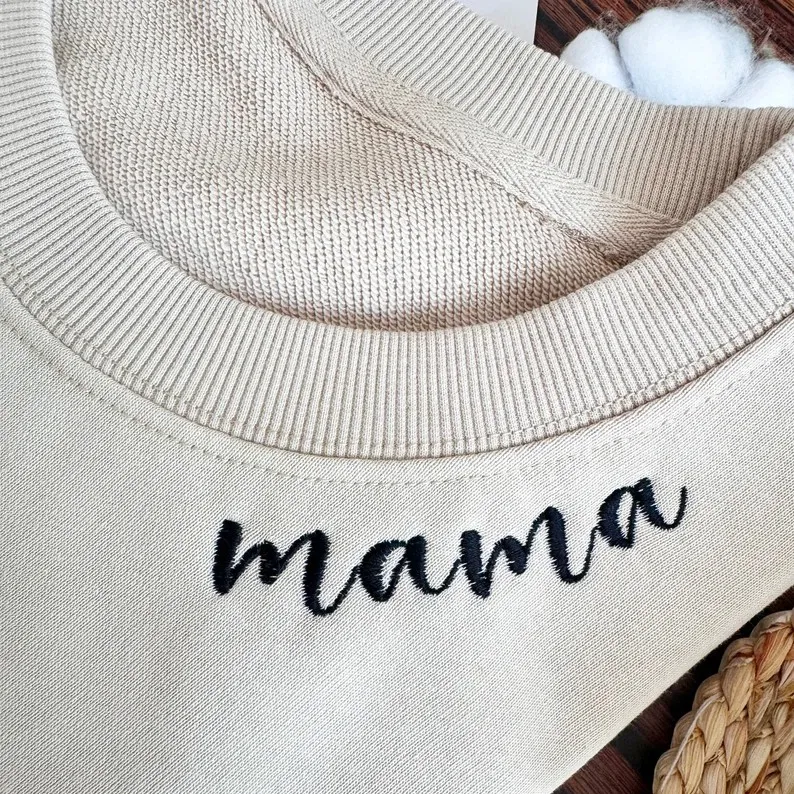 Vintage Basic Embroidered Mama Sweatshirt