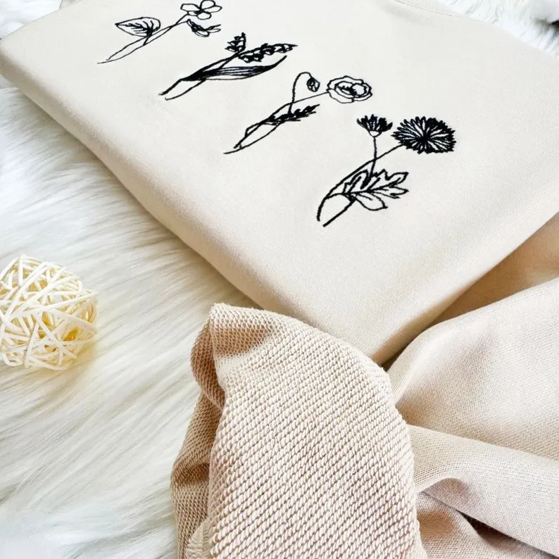 Birth Flower Custom Embroidered Sweatshirt