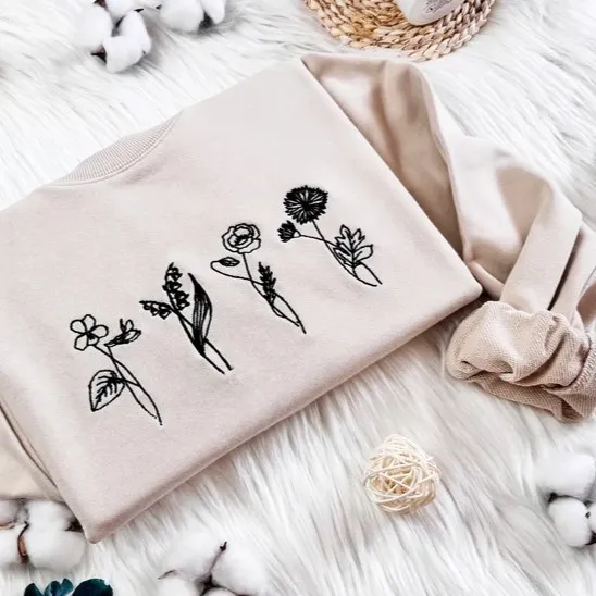 Birth Flower Custom Embroidered Sweatshirt