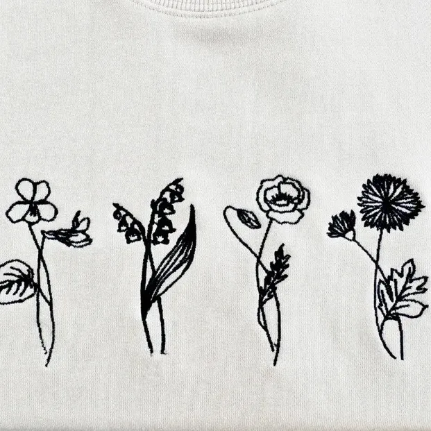 Birth Flower Custom Embroidered Sweatshirt
